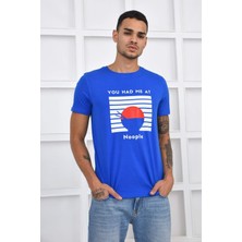 Noople Bisiklet Yaka You Had Me At Logo T-Shirt - Mavi