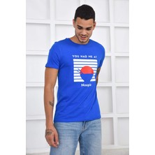 Noople Bisiklet Yaka You Had Me At Logo T-Shirt - Mavi