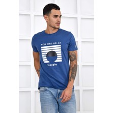 Noople Bisiklet Yaka You Had Me At Logo T-Shirt - Koyu Mavi