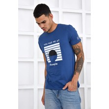 Noople Bisiklet Yaka You Had Me At Logo T-Shirt - Koyu Mavi