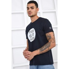 Noople Bisiklet Yaka  Logo T-Shirt - Lacivert