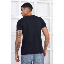 Noople Bisiklet Yaka  Logo T-Shirt - Lacivert