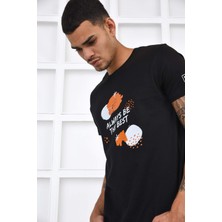 Noople Bisiklet Yaka Always Be The Best Logo T-Shirt - Siyah