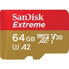 SanDisk Extreme 64GB 160MB/s A2 C10 V30 UHS-I U3 microSD Hafıza Kartı (SDSQXA2-064G-GN6GN)