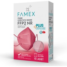 Famex N95 Ffp2 Koruyucu Maske Pembe Renk 10 Adet Tekli Paket Duck Modeli