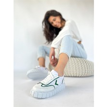 BeBeQ Venıce Beyaz-Yeşil Bağlı Kadın Spor Ayakkabı