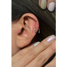Sacce Scarves&Accessories 8mm Gümüş Renk Çelik Top Uçlu Piercing Tragus Helix Kıkırdak