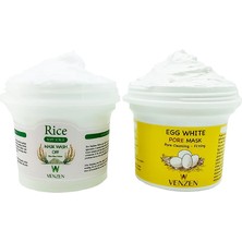 Rice 2'li Set Egg White Pore Gözenek Maske (125G) + Rice Mask - Peeling Maske (100G)