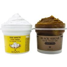 Rice 2'li Set Egg White Pore Gözenek Maske (125G) + Black Sugar  Yüz Bakım Peeling Maske (100G)