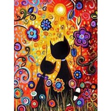 Womb Hobby Kedilerin Renkli Dünyası Sayılarla Boyama Seti 40X50 cm Tuvale Gerili