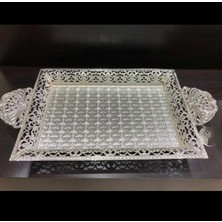 Ceyyiz Gümüş Desenli Kristal Taşlı Servis Tepsisi LKM198