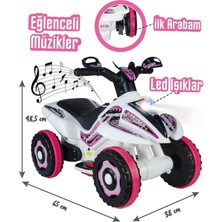 UJ Toys 6V Akülü Atv Karınca Pembe Beyaz Prenses