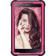 Hello-U Galaxy Tab A 8.0 (2017) Için Darbeye Dayanıklı Standlı Silikon + Pc Tablet Kılıfı - Rosé/siyah (Yurt Dışından)