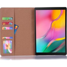 Hello-U Galaxy Tab A7 10.4 (2020) Için Retro Desenli Standlı Cüzdan Tasarımlı Deri Akıllı Tablet Kılıfı - Gri (Yurt Dışından)