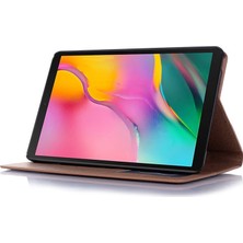 Hello-U Galaxy Tab A 8.0 Wi-Fi (2019) SM-T290 Için Retro Desenli Standlı Cüzdan Tasarımlı Deri Akıllı Tablet Kılıfı - Kahverengi (Yurt Dışından)