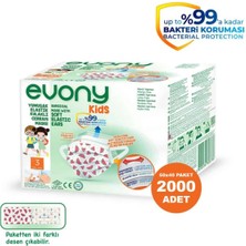 Evony Kids Yumuşak Elastik Kulaklı Renkli Çocuk Maskesi 50'li x 40 Paket