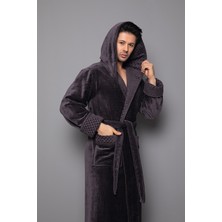 Nuşa Koyu Kahverengi Kapüşonlu Yaka Piramit Jakar Bambu Pamuklu Bornoz