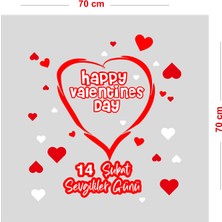 New Jargon Happy Valentines Day 14 Şubat Sevgililer Günü Cam Vitrin Oda Stickerı 70CM