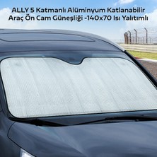Ally 5 Katmanlı Alüminyum Katlanabilir Araç Ön Cam Güneşliği -140X70 Isı Yalıtımlı ALL-34672