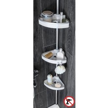 Primanova Venta 3 Katlı Köşe Şampuan Rafı Beyaz Delmeden Montaj