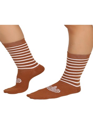 Mono Socks Kadın Kahverengi Leaf White Latte 2'li Kahve Çorap