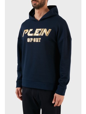 Plein Sport Logolu Regular Fit Kapüşonlu Pamuklu Erkek Sweat FIPS21585