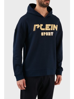 Plein Sport Logolu Regular Fit Kapüşonlu Pamuklu Erkek Sweat FIPS21585