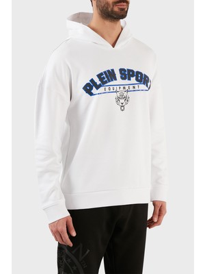 Plein Sport Logolu Regular Fit Kapüşonlu Pamuklu Erkek Sweat FIPS21901