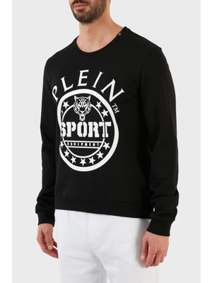 Plein Sport Logolu Regular Fit Pamuklu Bisiklet Yaka Erkek Sweat FIPS20899