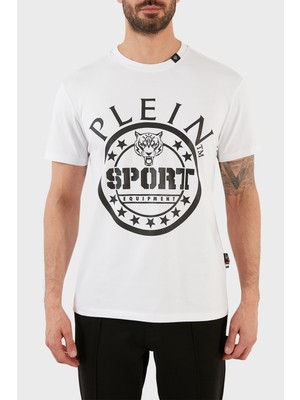 Plein Sport Logolu Bisiklet Yaka Pamuklu Erkek T-Shirt TIPS128IT01