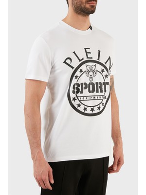 Plein Sport Logolu Bisiklet Yaka Pamuklu Erkek T-Shirt TIPS128IT01