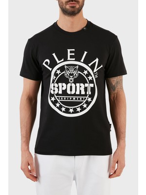 Plein Sport Logolu Bisiklet Yaka Pamuklu Erkek T-Shirt TIPS128IT99