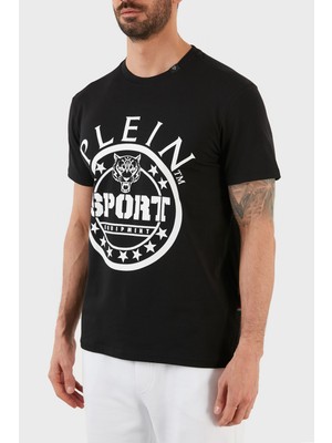 Plein Sport Logolu Bisiklet Yaka Pamuklu Erkek T-Shirt TIPS128IT99