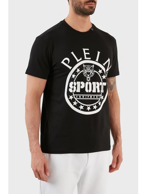 Plein Sport Logolu Bisiklet Yaka Pamuklu Erkek T-Shirt TIPS128IT99