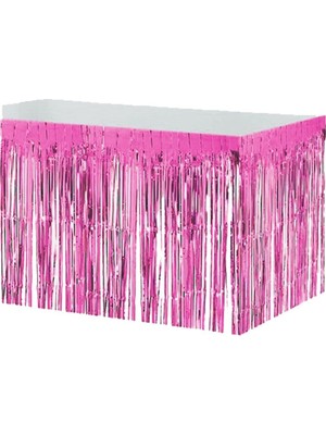 İpek Böceği Pembe Metalize Püsküllü Masa Eteği