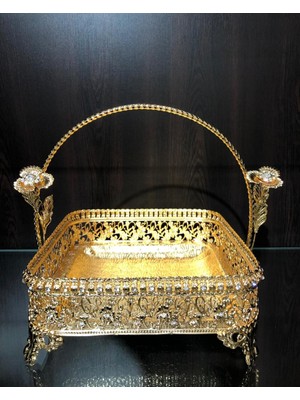 Ceyyiz Gold Sepet Kristal Taşlı Çikolatalık Meyvelik LKM-253