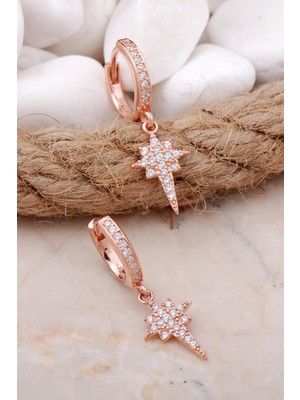 Sümer Telkari Kuzey Yıldızı Rose Gümüş Küpe 5728