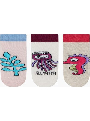 Bross 3lü Paket Deniz Canlıları Desenli Patik Bebek Çorabı