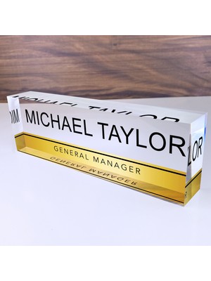 Hediye Marketi17 Açık Altın Şerit Akrilik Cam Dekor Üzerine Masalar Için Özel Isim Plakaları