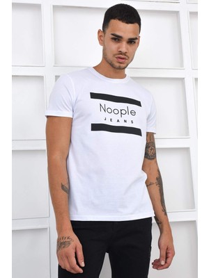 Noople Bisiklet Yaka Classic Logo T-Shirt - Beyaz