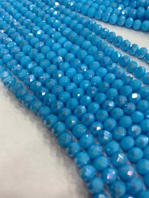 Livza Bijuteri 6 mm Mavi Renk  Kristal Boncuk Dizisi ,takı Yapım Malzemesi