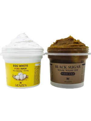 Rice 2'li Set Egg White Pore Gözenek Maske (125G) + Black Sugar  Yüz Bakım Peeling Maske (100G)