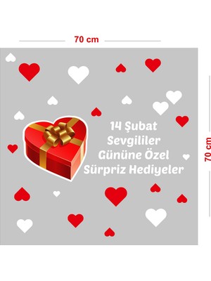 New Jargon Şerit Şeklinde Kurdela 14 Şubat Sevgililer Gününe Özel Tüm Ürünlerde Kmpanya Vitrin Sticker 70CM