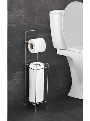 Sas Ayaklı Wc Kağıtlı Tuvalet Kagıtlığı Krom Kaplama Yedek Kağıt Hazneli