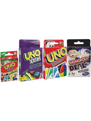 Mattel Games Uno, Monopoly, Uno Flip ve Uno Junior 4'lü Ekonomik Set