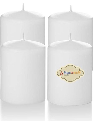 MumvemuM 4'lü Paket 5x6 Beyaz Kütük Mum