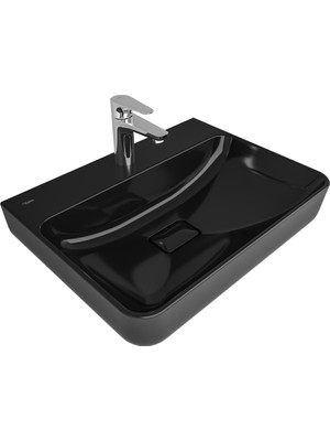 Turkuaz Kale Zero 2.0 60x45 Cm Siyah Dikdörtgen Tezgah Üzeri Lavabo