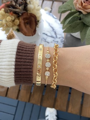 Jackferrero Kadın Altın Kaplama Bileklik 3 Lü  Set