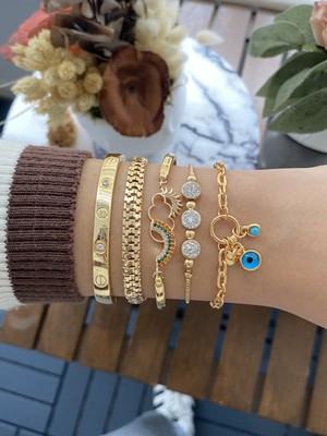 Jackferrero Kadın Altın Kaplama Bileklik 5 Li  Set