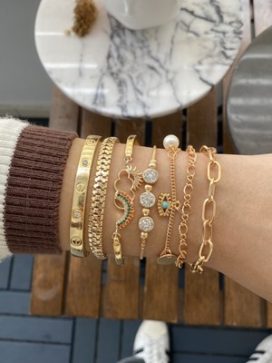 Jackferrero Kadın Altın Kaplama Bileklik 5 Li  Set